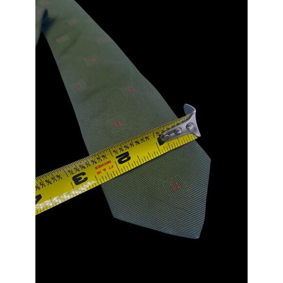 Vintage Bronzini Tie Necktie Skinny 1960s Green Preppy Disco Academia Retro - Picture 7 of 7